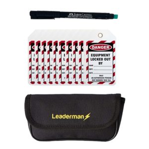 Leaderman LDM-PCT10 Lockout Tag Kit – Pack of 10 Lockout Tags with Pen & Case