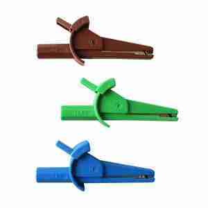 Leaderman LDM-111 Blue/Brown/Green Crocodile Clips Set for Kewtech & Metrel 4mm Test Leads