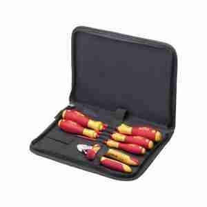 Wiha 33969 Compact 7 Piece Electricians Tool Set inc. Screwdriver, Diagonal Cutters & Case