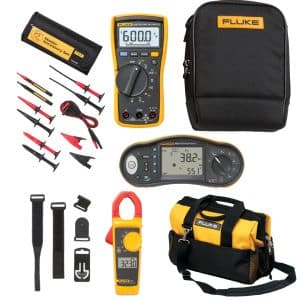 Fluke 115 True-RMS Digital Multimeter with Fluke 1660 Series Multifunction Installation Testers & Fluke 323 True-RMS Clamp Meter Kits