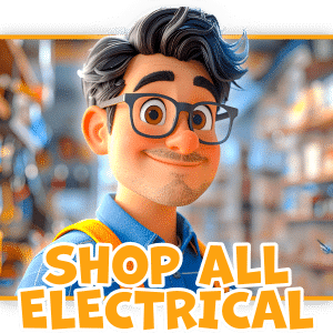 Pixar‑style 3D electrician character acting as a Testermans salesperson. Click to shop all electrical products.